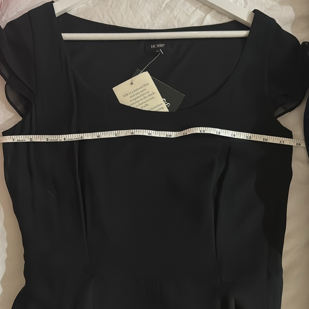 NWT Hobbs Black Silk Georgette cap sleeve dress 8 - Picture 13 of 14